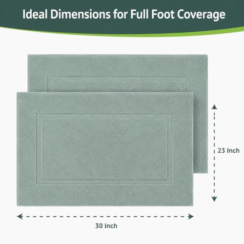 Rajlinen Cotton Bath Mat 2 Pack 23x36-100% Cotton 500 GSM Highly Absorbent Hotel Spa Bathroom Floor Mats, Aesthetic Sage Green Bath Mat Towels, Machine Washable Shower/Bathtub Rugs - color: Sage Green