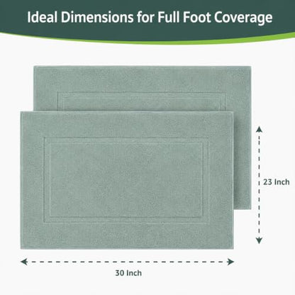 Rajlinen Cotton Bath Mat 2 Pack 23x36-100% Cotton 500 GSM Highly Absorbent Hotel Spa Bathroom Floor Mats, Aesthetic Sage Green Bath Mat Towels, Machine Washable Shower/Bathtub Rugs - color: Sage Green