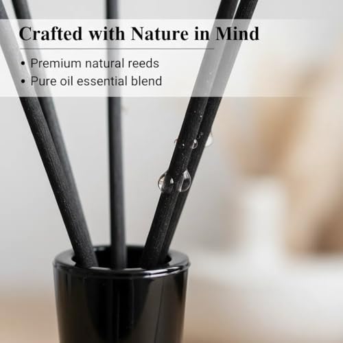 Oud & Bergamot Reed Diffuser, Long Lasting Essential Oil Fragrance | Long Lasting, Essential Oil Fragrance, Strong Scent - color: Black