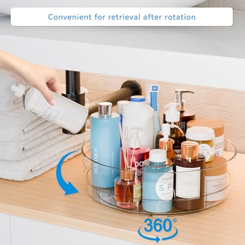 4 Pack 12" W Clear Acrylic Lazy Susan Turntable for Cabinet,Refrigerator,Pantry and Kitchen - with Handle - Large Fridge Sauce Condiment Turn Table Organizer,Spinning Round Spice Rack Carousel - size: 4 Pack-12 Inch
