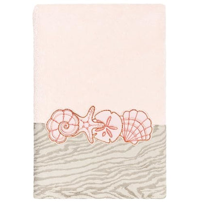 Seaside 4-Piece Luxury Towel Set, Sparkling Seashell Applique, Plush Turkish Cotton, Durable & Quick Dry, Nautical Bath Ensemble, 2 Bath 2 Hand Towels, Blush - color: Blush, size: 2 Pcs Bath 2 Pcs Hand Towel