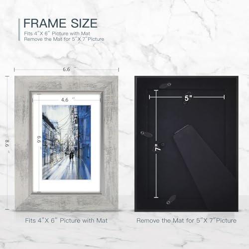 XUANLUO 5x7 Picture Frames Set of 4 Rustic Retro Photo Frame with HD Plastic Cover for Wall Mount and Tabletop Display Family Friends Wedding Gift - color: white-4pcs, size: 5 x 7 inch