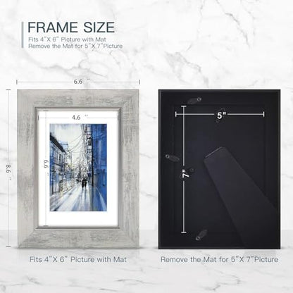 XUANLUO 5x7 Picture Frames Set of 4 Rustic Retro Photo Frame with HD Plastic Cover for Wall Mount and Tabletop Display Family Friends Wedding Gift - color: white-4pcs, size: 5 x 7 inch