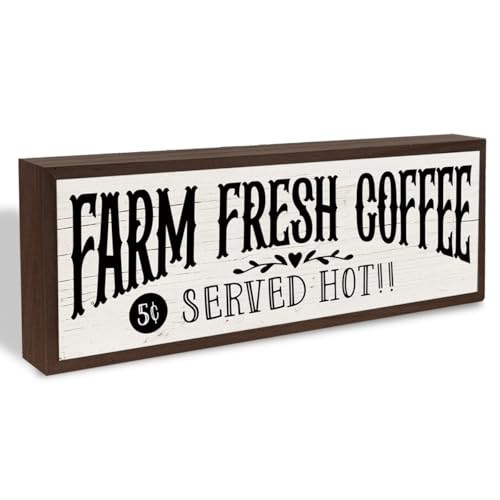 Country Style Cafe Decor, Farm Fresh Coffee Sign, Decorative Wooden Wall Plaque, Home Decor for Kitchen Bar, Cafe Decors, Housewarming Gift 9.5x3.1x1 inches - color: style 28