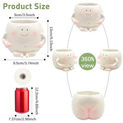 3.5" Smiley Face Resin Planter Pot,Funny Belly Planters Design | Succulent Planterwith Drainage Hole;Cute Plant Pot for Indoor Outdoor Plants