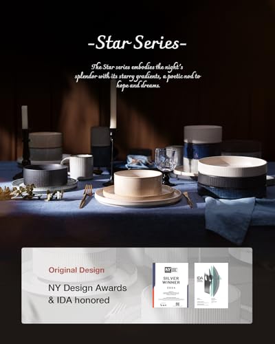 famiware Star 7.5" Pasta Bowls Set of 6, Plate Bowls, Matte White | Double Reactive Glaze, Microwave & Dishwasher Safe, Lead-free and Cadmium-free, Stoneware Scratch Resistant, Kitchen Bowls - color: White - Full Glaze Matte, size: 6 pcs