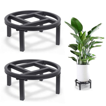 Metal Plant Stand Indoor & Outdoor Flower Pot Holder, Black 10" - 2PCS | Indoor & outdoor usable ; Heavy duty load bearing：Up to 300 Lbs ; Ultra Stable, Not Wobbing - size: 10"-2PCS