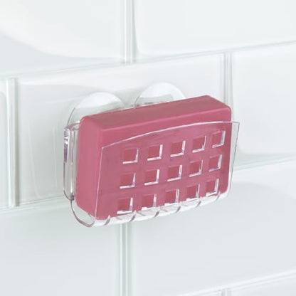 iDesign BPA-Free Plastic Sponge Holder with Suction Cups, 3.75" x 2" x 2" | Clear, For Kitchen Sink, Bathroom Organization - size: Small