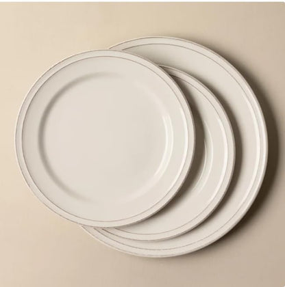 Over&back Lake Como 16 Piece Dinnerware Set Ivory – Premium Stoneware Dishes – Service for 4 – Includes Dinner Plates, Salad Plates, Bowls – Reactive Glaze Finish – Microwave & Dishwasher Safe
