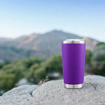 20oz Tumbler with Lid Stainless Steel Tumblers Insulated Mug Purple 12P - color: Purple