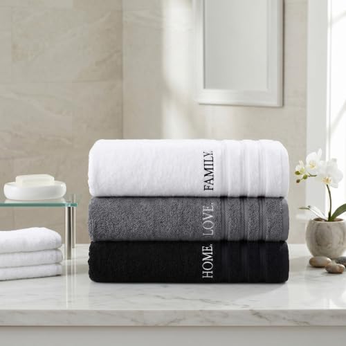 3 Pcs Farmhouse Decorative Hand Towels, Bathroom Kitchen Cotton Towel Set | 13.8x29.5 Inch Embroidery Cotton Hand Towels, Rustic Boho Decor for Bathroom Kitchen, Housewarming Gift(Family Love Home)