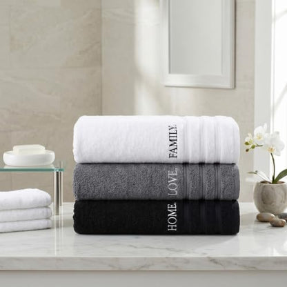 3 Pcs Farmhouse Decorative Hand Towels, Bathroom Kitchen Cotton Towel Set | 13.8x29.5 Inch Embroidery Cotton Hand Towels, Rustic Boho Decor for Bathroom Kitchen, Housewarming Gift(Family Love Home)
