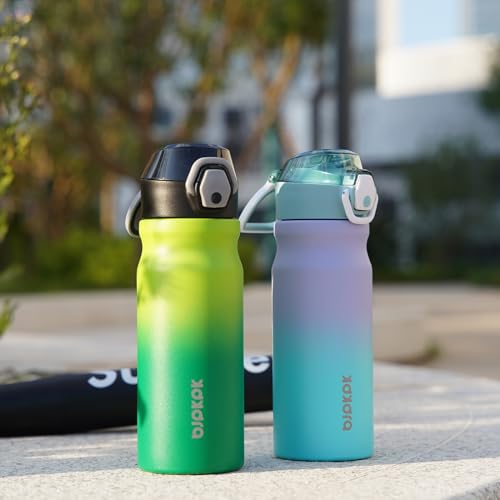 BJPKPK 18 oz Water Bottle with Straw & Handle, Insulated Stainless Flask | Leak Proof Locking Lid, Thermal, Double Wall Vacuum, Keeps Hot/Cold, BPA Free, Dishwasher Safe, Travel & Sports, Purple - color: Purple, size: 18 Ounces