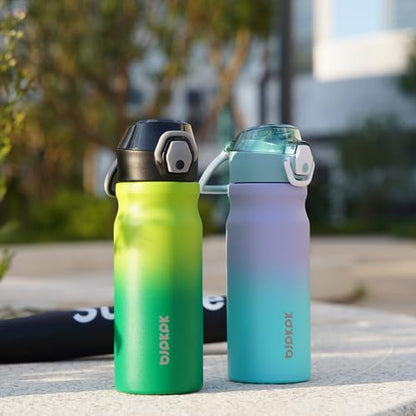 BJPKPK 18 oz Water Bottle with Straw & Handle, Insulated Stainless Flask | Leak Proof Locking Lid, Thermal, Double Wall Vacuum, Keeps Hot/Cold, BPA Free, Dishwasher Safe, Travel & Sports, Purple - color: Purple, size: 18 Ounces