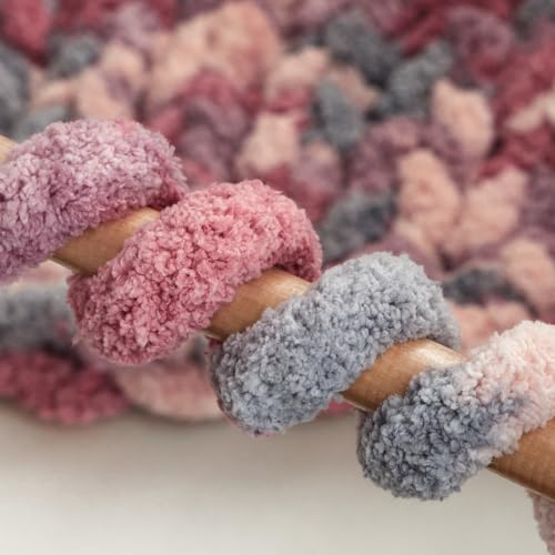 Jumbo Chunky Yarn for Hand Knitting - Super Thick Chenille Chunky Yarn for Crocheting - Extra Soft Bulky Fluffy Blanket Big Yarns 8 Jumbo Pack (27yds,8 oz Each Skein) - color: Blush Petal