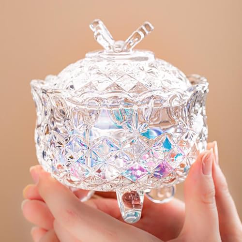 Colorful Crystal Glass Candy Snack Barrel Storage Jar Embossed Luxury Cookie Buffet Canister With Lids Jewelry Box Jar Biscuit Containers - color: Butterfly-Clear
