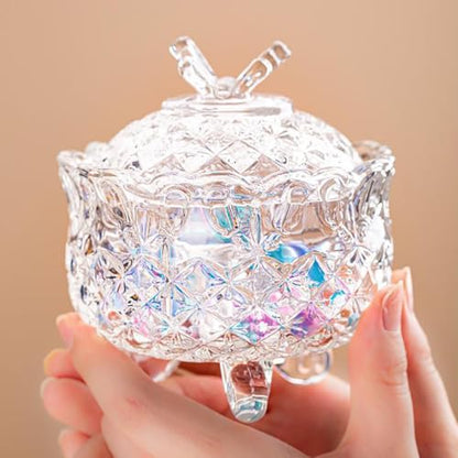 Colorful Crystal Glass Candy Snack Barrel Storage Jar Embossed Luxury Cookie Buffet Canister With Lids Jewelry Box Jar Biscuit Containers - color: Butterfly-Clear