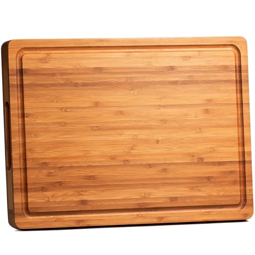 Allsum Bamboo Cutting Boards for Kitchen, 1" Extra Thick Wood Butcher Block, Heavy Duty Wooden Chopping Block, Charcuterie Boards & Cheese Platter - size: 14"L x 10"W