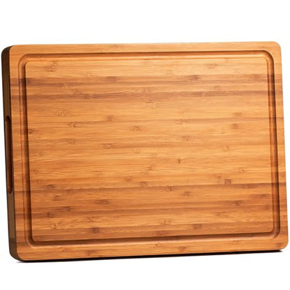 Allsum Bamboo Cutting Boards for Kitchen, 1" Extra Thick Wood Butcher Block, Heavy Duty Wooden Chopping Block, Charcuterie Boards & Cheese Platter - size: 14"L x 10"W