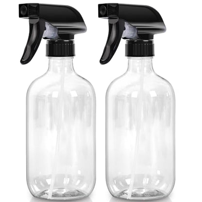 Cleaning Spray Bottles for Plants Misters Inside, 2 Pack 16.9 oz Squirt, Water Spray Bottle Mist Sprayer, No Leak Hair Mister Empty with Adjustable Nozzle (Transparent) - color: Transparent bottle+black nozzle, size: 16.9 oz