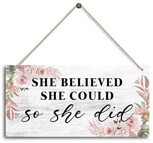 She Believed She Could so She Did Sign, Motivational Desk Decor，Home Office Decor，Bedroom Decor, Farmhouse home decoration sign，or Any Other Home Decor - color: Home 23