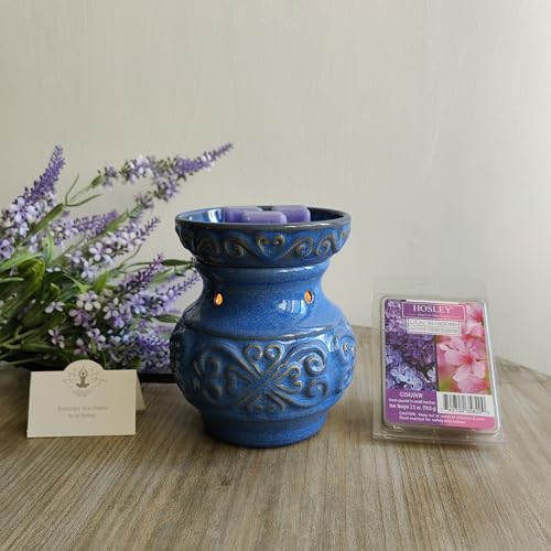 Hosley 2-Pack 5" High Blue Ceramic Electric Warmer Ideal Gift for Wedding Spa Aromatherapy. Use with Wax Melts Cubes and Fragrance Oils - color: Blue*2
