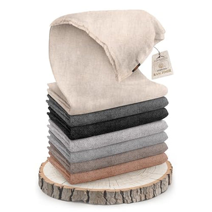 Cashmere Blanket – Hand Woven 100% Pure Wool Throw Blanket, 135 x 270 cm – Plain Cozy, and Soft Blanket for Bed, Sofa, or Couch - Made in Nepal - color: White Grey