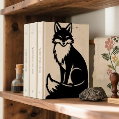 Metal Bookends for Shelves, Modern Decorative Heavy Duty Study Book Ends Stoppers for Office, Desk, Shelf, Room 5.3"x4.3"x7.9" Cast Iron Simple Tall Bookends 1 Pair (Fox) - style: Fox