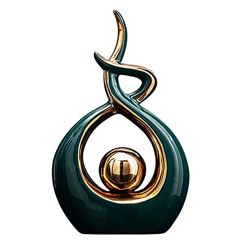 Norrclp Home Decor Modern Abstract Art Ceramic Statue Table Decor (Small) | Modern Aesthetic Ornament, Decorative Accent for Dining Room Living Room Office Centerpiece - color: Green and Gold, size: Small