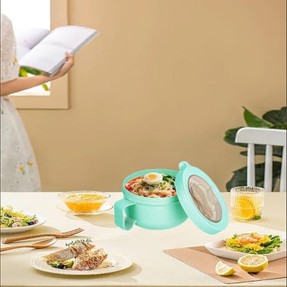 OZY Microwave Bowl Set with Lids and Handles,Ramen Noodles Cup Mug for Instant Noodles,Oatmeal,Salad,Soup,Cereal,Ideal for Home,Office, Dorm (1Green) - color: 1Green