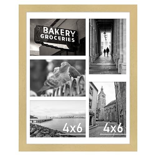 VIOLABBEY 11x14 Collage Picture Frame, Fits Five 4x6 Photos with Mat, Gold | Fits One 11x14 Photo without Mat, Wall or Tabletop Display, Wall Decor - color: Gold, size: 11x14-1Pack