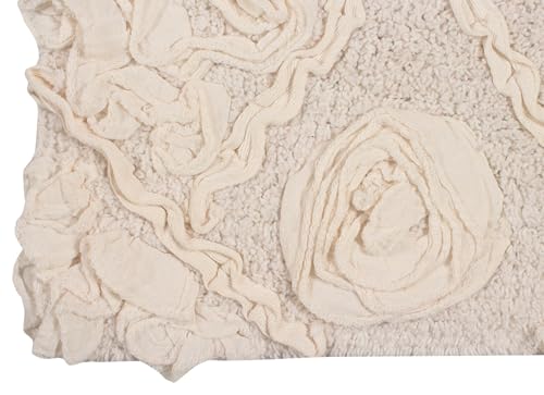 Home Weavers Bath Mat, Modesto Collection 100% Cotton, Rectangle 17''x24'', Soft Absorbent Bath Rug, Non Slip, Quick Dry, Washable, Ivory