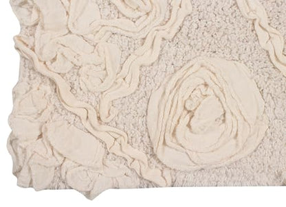 Home Weavers Bath Mat, Modesto Collection 100% Cotton, Rectangle 17''x24'', Soft Absorbent Bath Rug, Non Slip, Quick Dry, Washable, Ivory