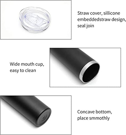 HASLE OUTFITTERS 20 oz Skinny Tumblers Bulk Set, Stainless Steel Insulated Slim Tumblers with Lids, Reusable Double Wall Travel Coffee Mugs, Durable Powder Coated Travel Water Cups(Black, 12) - color: Black, size: 20 oz (12 Count)