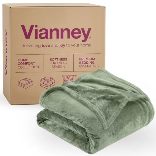 Vianney Sabia Queen Size Lightweight Fleece Blanket Sage Green Cozy Throw for Couch or Bed Soft Fleece for Year-Round Comfort Durable Machine Washable - color: Green, size: Full / Double