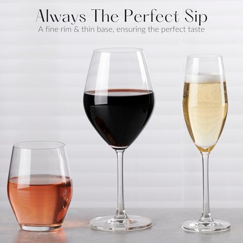Anchor Hocking Stemless Wine Glasses, Sondria 16 Ounce Wine Glasses, Set of 8 - color: White