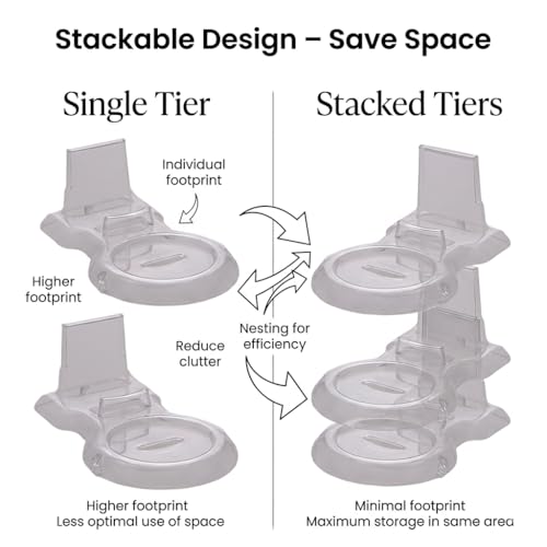 HOHIYA 12 Pack Acrylic Teacup Stand Stackable Cup & Saucer Holder Clear | Clear stackable acrylic stands organize and display teacups, coffee mugs and saucers in cabinets or shelves.