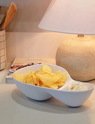 chip and dip bowl Chip and Dip Serving Set Melamine Tray Divided Platters (White)