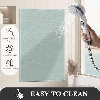 SHACOS Bath Mat Set of 2 Ultra Thin Bathroom Rugs, Light Green | 17"x24"+17"x47" Non-Slip Rubber Bath Rugs Toilet Washable Quick Dry Absorbent - color: Light Green, size: 17"x24"+17"x47"