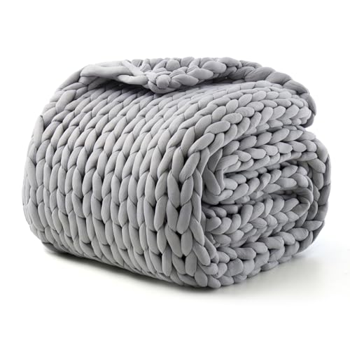 Hand-Knit Weighted Blanket for Adults,Moonlight Lime,40"*60",8lbs | Presents for Birthday Gifts for Women,Chunky Knit Blanket,Cooling,Breathable,Sustainable,Machine Washable,Organic Cotton - color: Moonlight Lime, size: 40"*60"
