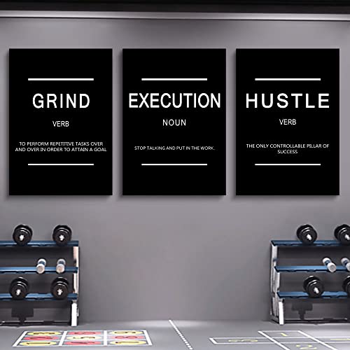 Framed Canvas Wall Art Success Quote, Office Wall Art, Black Large Poster, Positive Motivational Set of 3 Prints, Execute Failure Definition, Inspirational Print (B-3pcs,24x36inchx3pcs) - color: B-3pcs, size: 24x36inchx3pcs