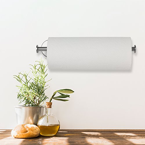 Paper Towel Holder Wall Mount - Under Cabinet Paper Towel Holders - Anti-Rust, Mounts On Wall or Cabinet, Vertically or Horizontally, Durable, Premium Elegant Design- Quick and Easy Installation | Anti-Rust, Mounts On Wall or Cabinet, Vertically or Horizo