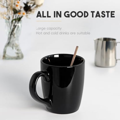 harebe 20 OZ Large Coffee Mug, Ceramic Tea Cup for Office and Home, Big Capacity with Handle, Cups for Men Women Mug Lovers, Microwave & Dishwasher Safe, Black - color: glossy black