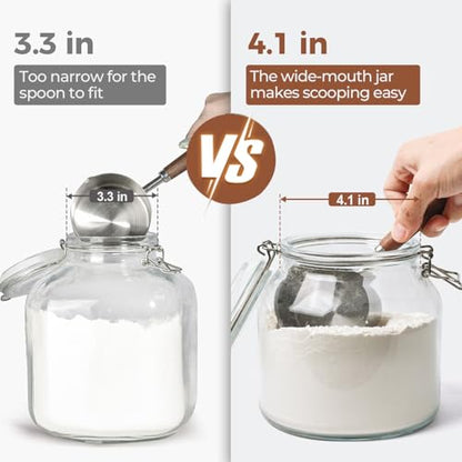 ComSaf Large Glass Pantry Jars with Airtight Lids 74 oz 2 Pack Wide Mouth | Flour sugar rice, Measuring cup, Labels included, Sourdough pickling, Large capacity, Cabinet organization, Dry goods - size: 74oz*2-Wide-Mouth