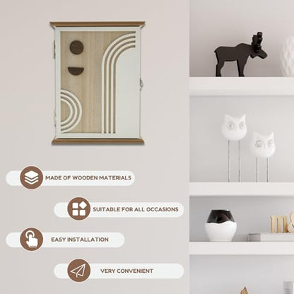 US Wooden Key Box Wall Mount Wooden Key Holder Decorative Wall Key Hanger with 6 Key Hooks Rustic Key Cabinet Key Organizer Entryway Key Holder for Wall Entryway Hallway (Style 2) - size: Style 2
