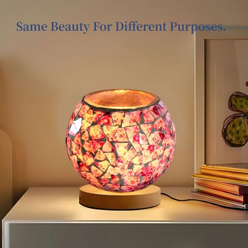 Mosaic Glass Tea Light Holders Romantic Votive Candle Holder (L) | Round Handmade Tealight Candle Holder, for Table Centerpieces, Christmas, Party, Home Decor
