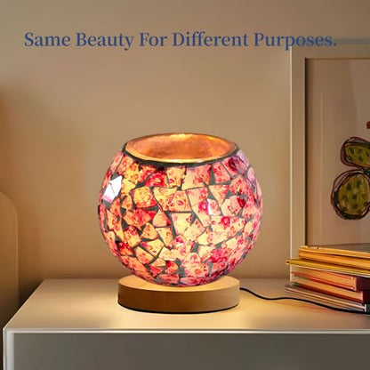 Mosaic Glass Tea Light Holders Romantic Votive Candle Holder (L) | Round Handmade Tealight Candle Holder, for Table Centerpieces, Christmas, Party, Home Decor
