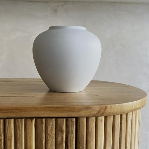 Ceramic Vase, White Color, Modern Minimalist Textured Vase for Home Decor, Bookshelf & Coffee Table Decor (White Short) - color: White Short