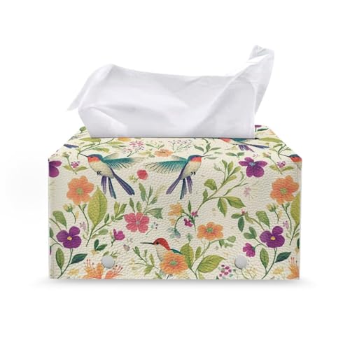 Tissue Box Cover Rectangle Leather Tissue Cover Whale Waterproof Tissue Cover Holder Decorative Organizer Portable Design Easy to Install for Bathroom Fashionable Floral - color: Fashionable Floral