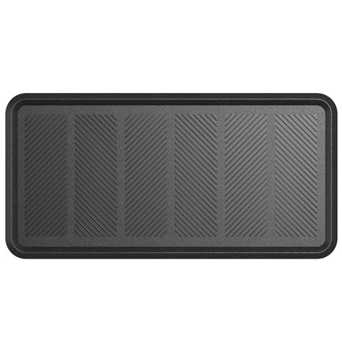 Ottomanson Indoor/Outdoor Boot Tray Non-Slip Rubber 16" x 32" Modern Entryway Mat for Entryway, Patio, Backyard, Garage, 16" x 32", Black - color: Black, size: 1'4" x 2'8" (Tray)